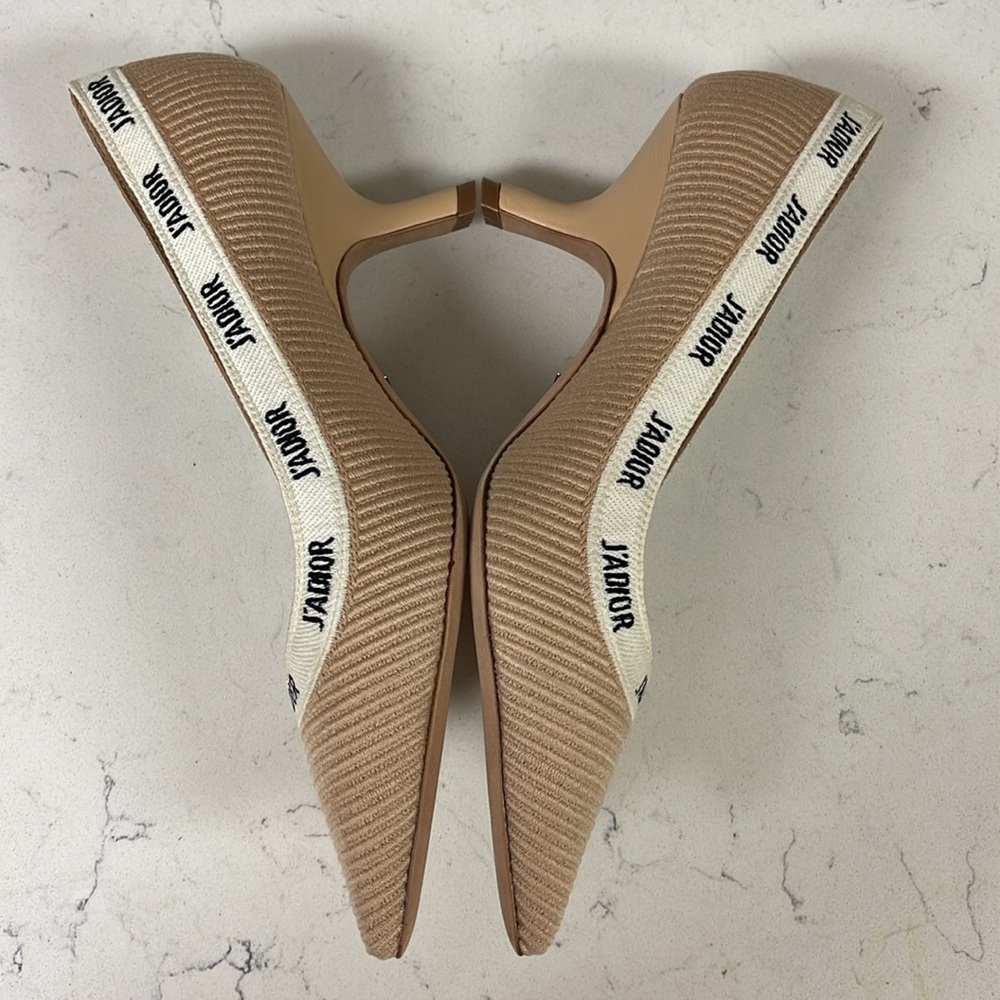 Dior Fabric & Ribbon Embroidered J'Adior Pumps 39 Aprioct Line - Picture 7 of 17